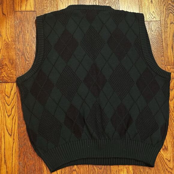 Vintage Sansabelt Sport Wool Sweater Vest Mens XL Green Navy Academia Preppy - Picture 3 of 9